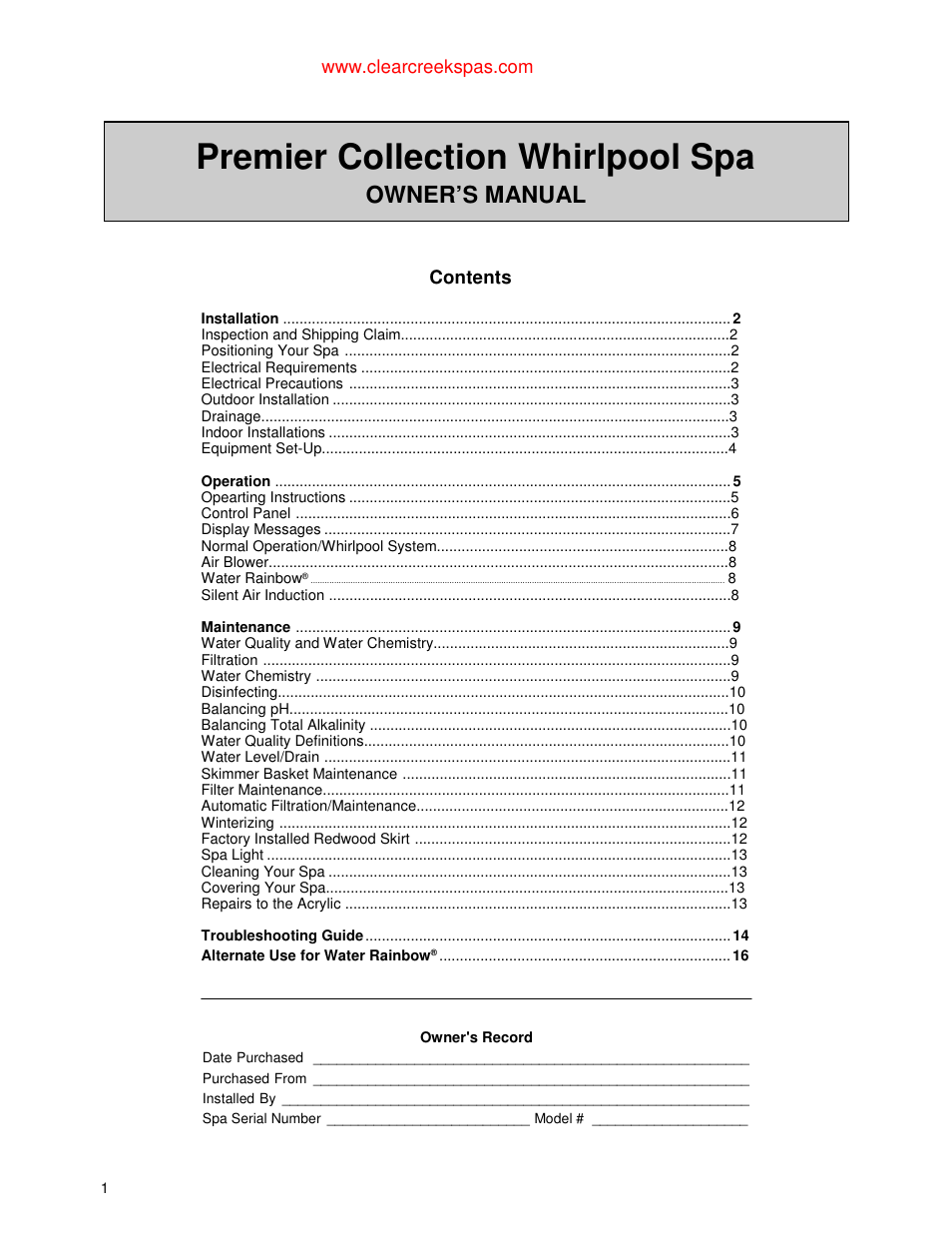 Jacuzzi Whirlpool Spa User Manual | Page 3 / 24