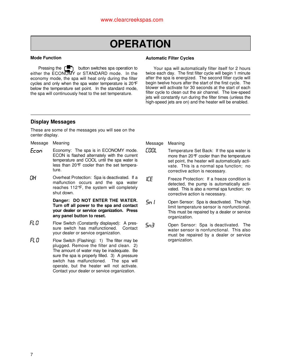 Operation | Jacuzzi Whirlpool Spa User Manual | Page 9 / 24