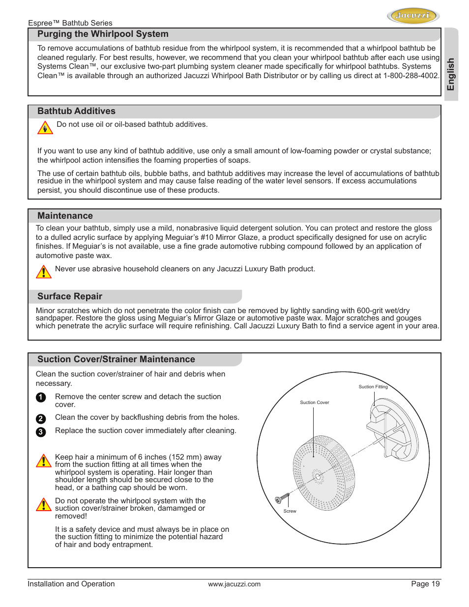 Jacuzzi U961000 User Manual | Page 19 / 28