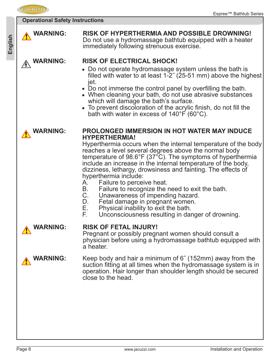 Jacuzzi U961000 User Manual | Page 6 / 28