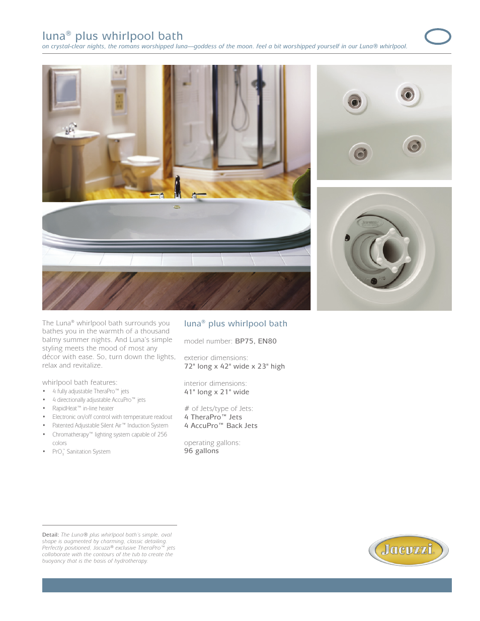Jacuzzi Luna EN80 User Manual | 2 pages