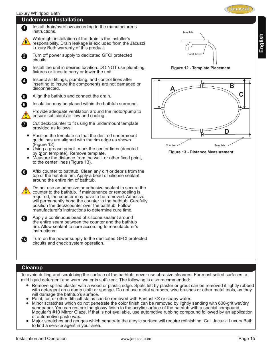 Ab c d | Jacuzzi HD84000 User Manual | Page 15 / 72