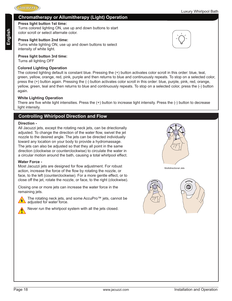 Jacuzzi HD84000 User Manual | Page 18 / 72