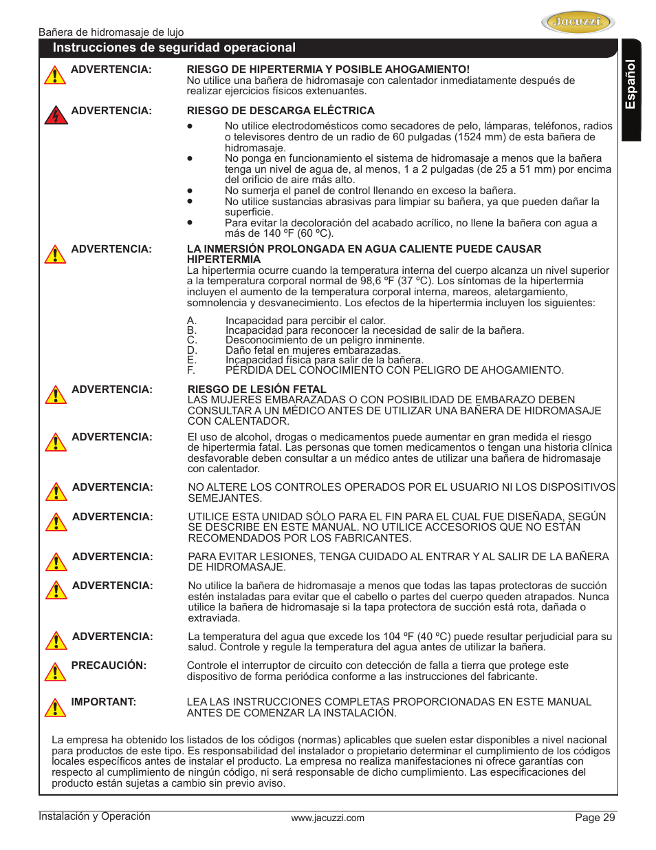 Jacuzzi HD84000 User Manual | Page 29 / 72