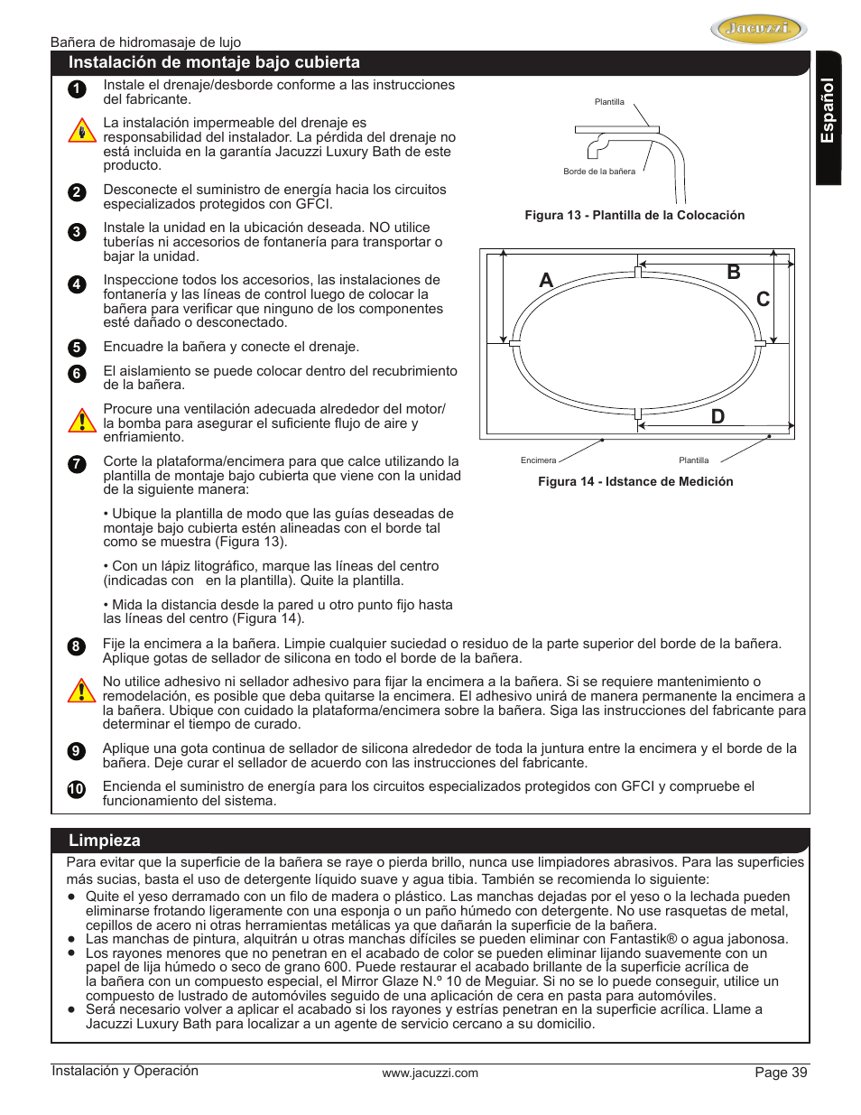 Ab c d | Jacuzzi HD84000 User Manual | Page 39 / 72