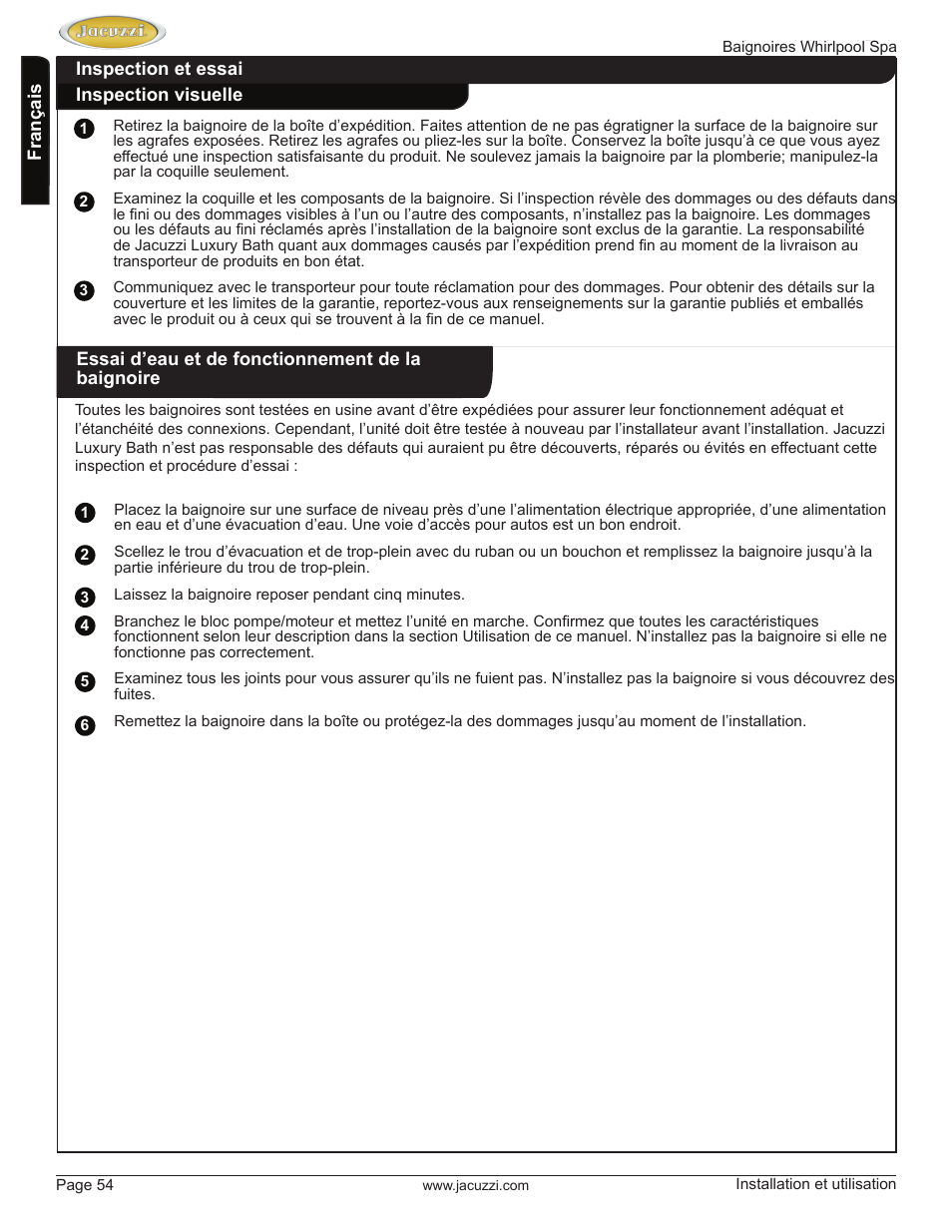 Jacuzzi HD84000 User Manual | Page 54 / 72