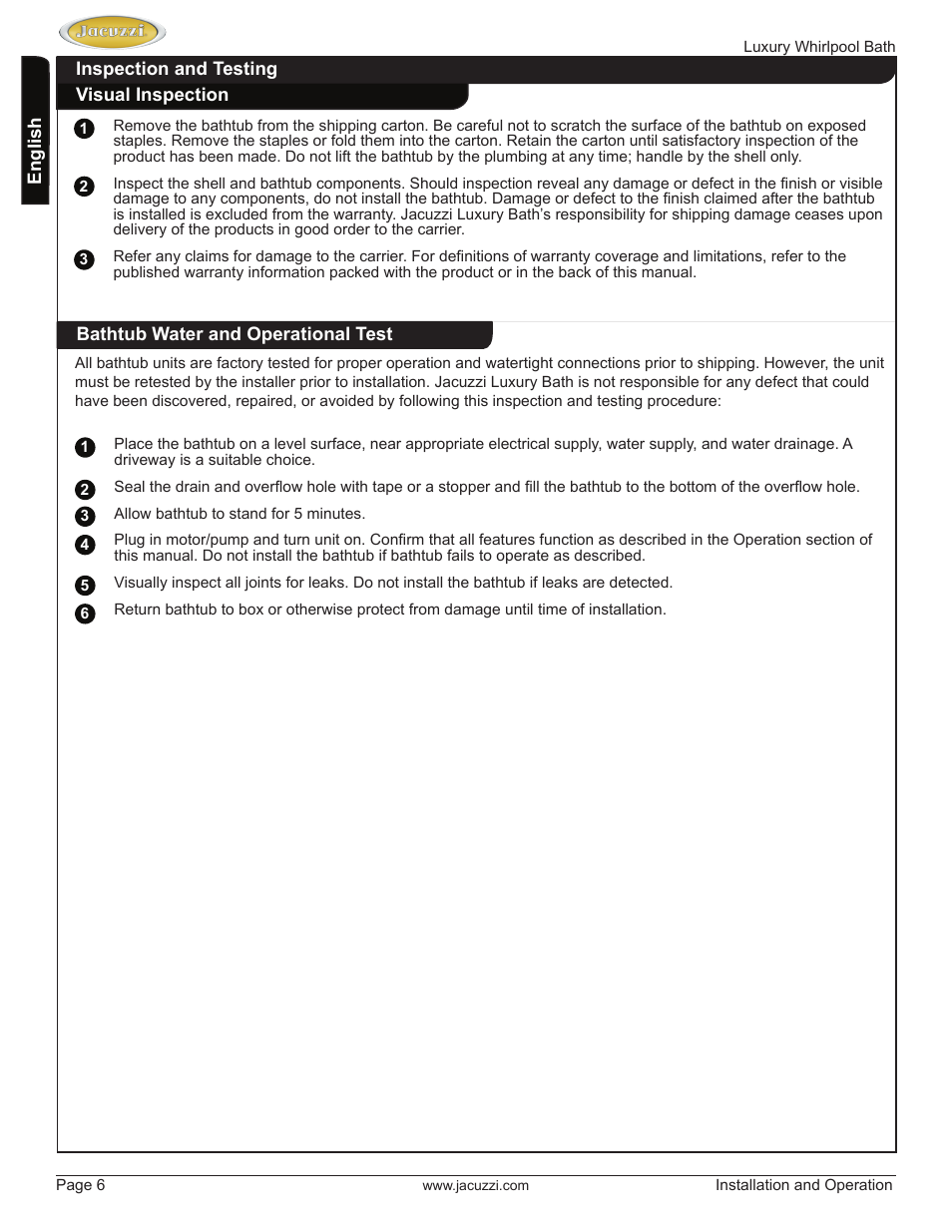Jacuzzi HD84000 User Manual | Page 6 / 72