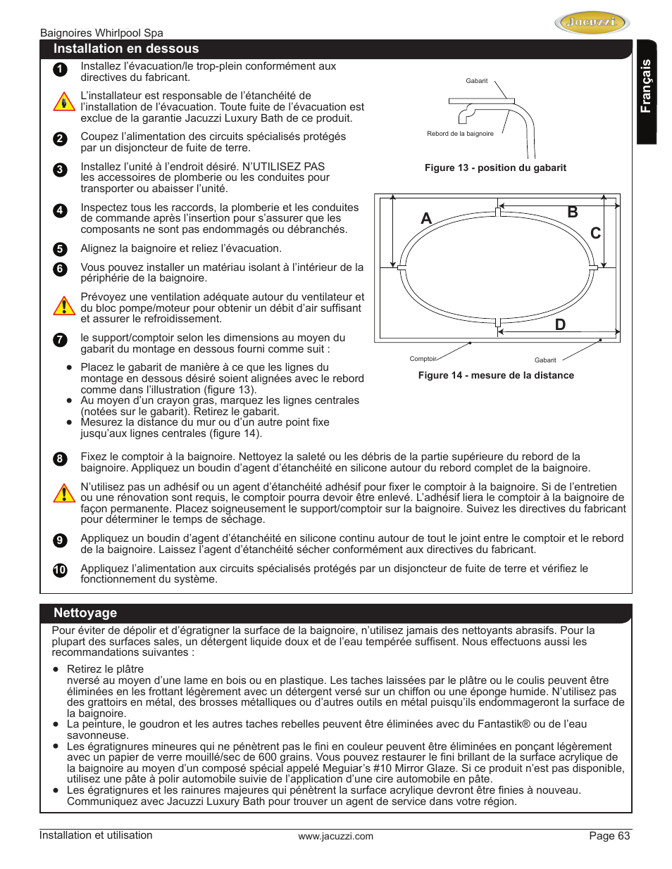 Ab c d | Jacuzzi HD84000 User Manual | Page 63 / 72