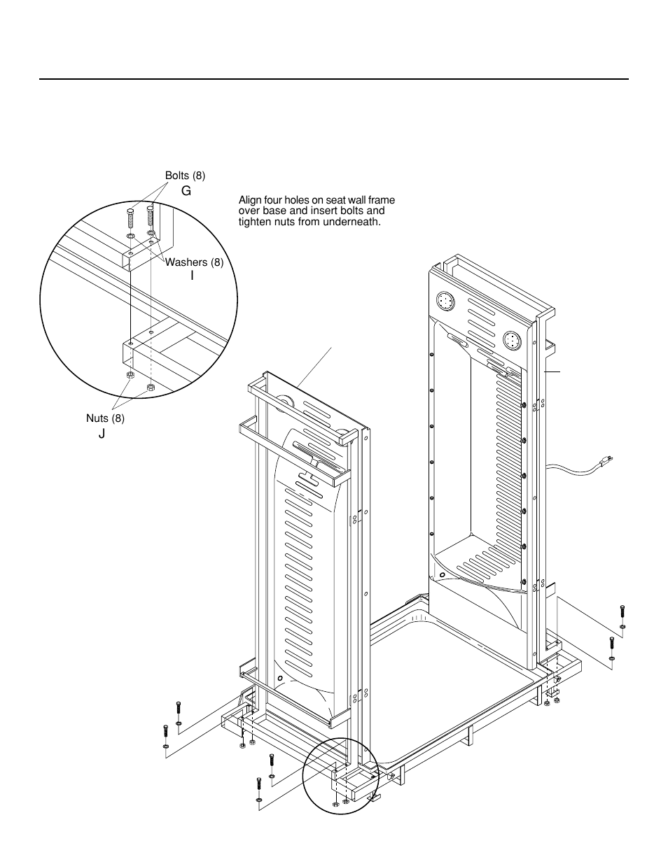 J-dream ii owner's manual, Attach seat walls to base | Jacuzzi J-DREAM II User Manual | Page 12 / 36