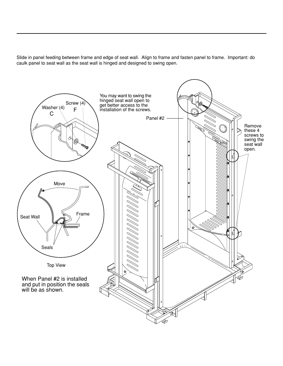 J-dream ii owner's manual, Attach panel #2 to seat wall frame | Jacuzzi J-DREAM II User Manual | Page 13 / 36