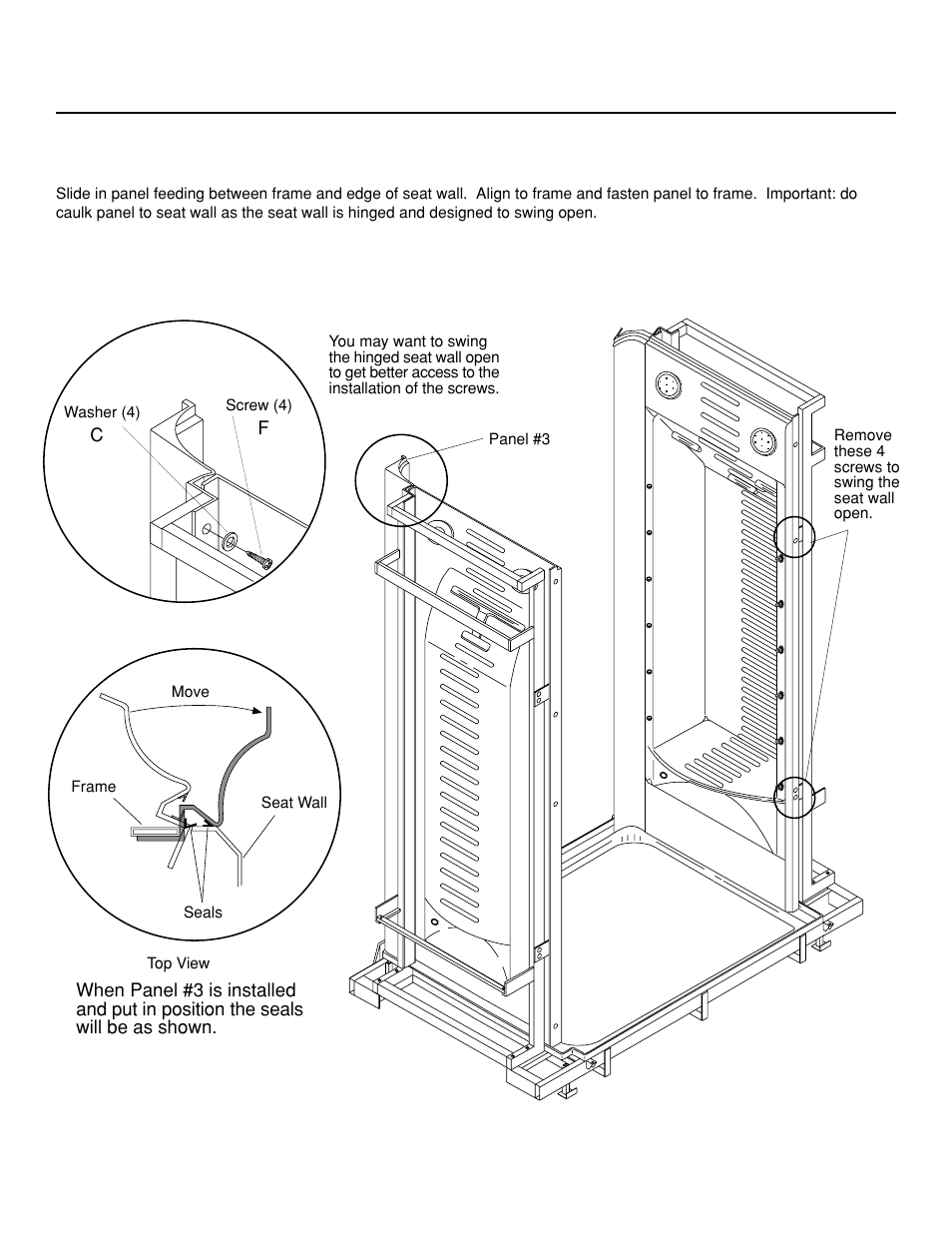 J-dream ii owner's manual, Attach panel #3 to seat wall frame | Jacuzzi J-DREAM II User Manual | Page 14 / 36