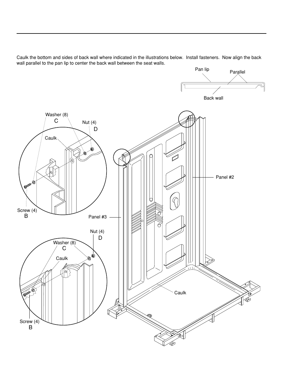 J-dream ii owner's manual, Install back wall | Jacuzzi J-DREAM II User Manual | Page 15 / 36