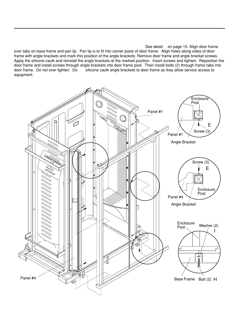 J-dream ii owner's manual, Attach door frame to angle brackets and base frame | Jacuzzi J-DREAM II User Manual | Page 19 / 36