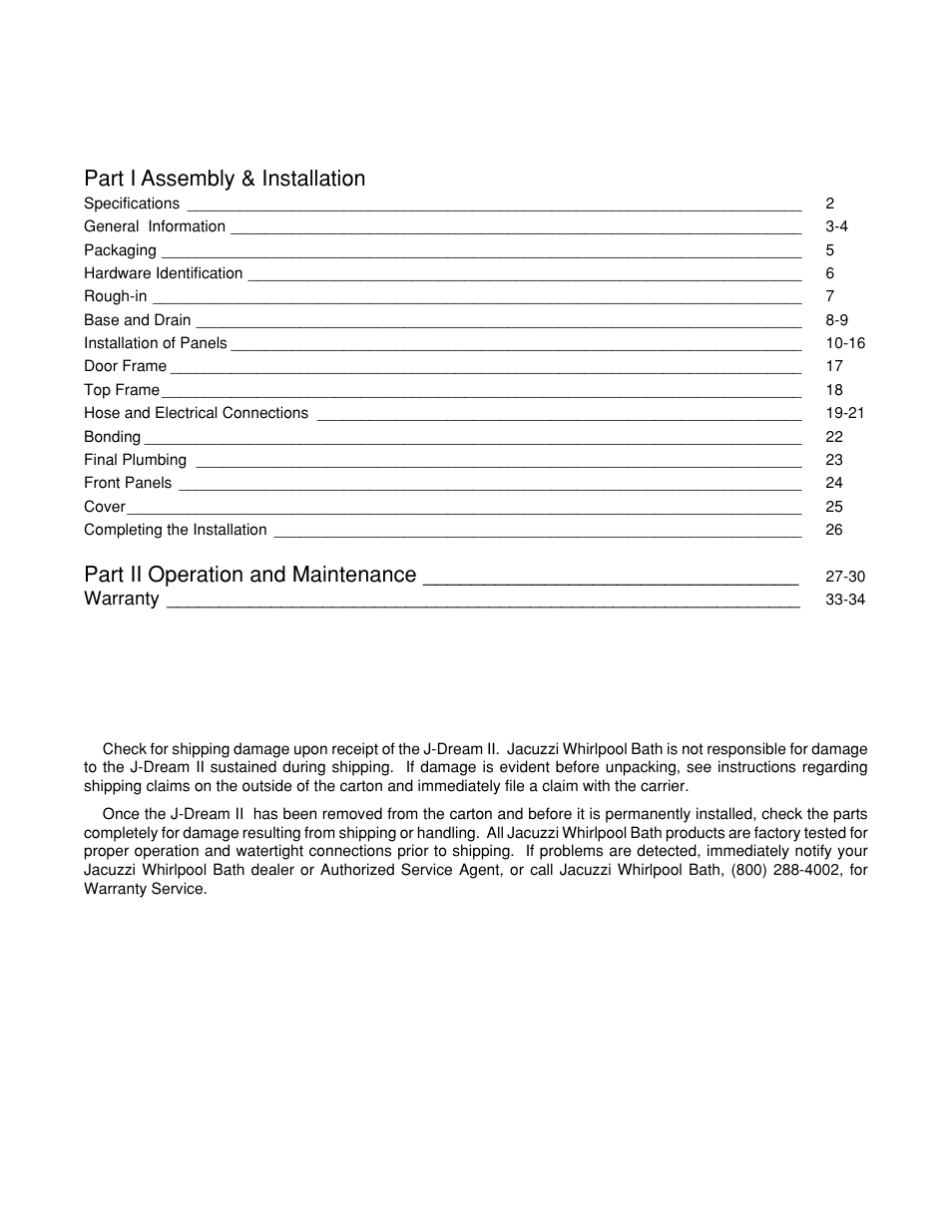 Jacuzzi J-DREAM II User Manual | Page 3 / 36