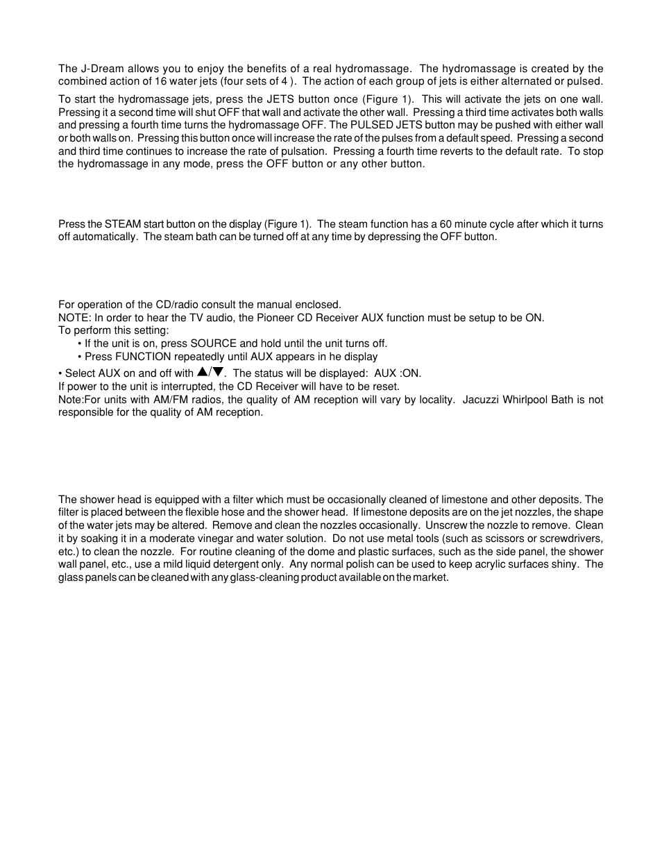 Maintenance, Starting the hydromassage, Starting the steam bath | Cd/radio, Routine maintenance | Jacuzzi J-DREAM II User Manual | Page 30 / 36