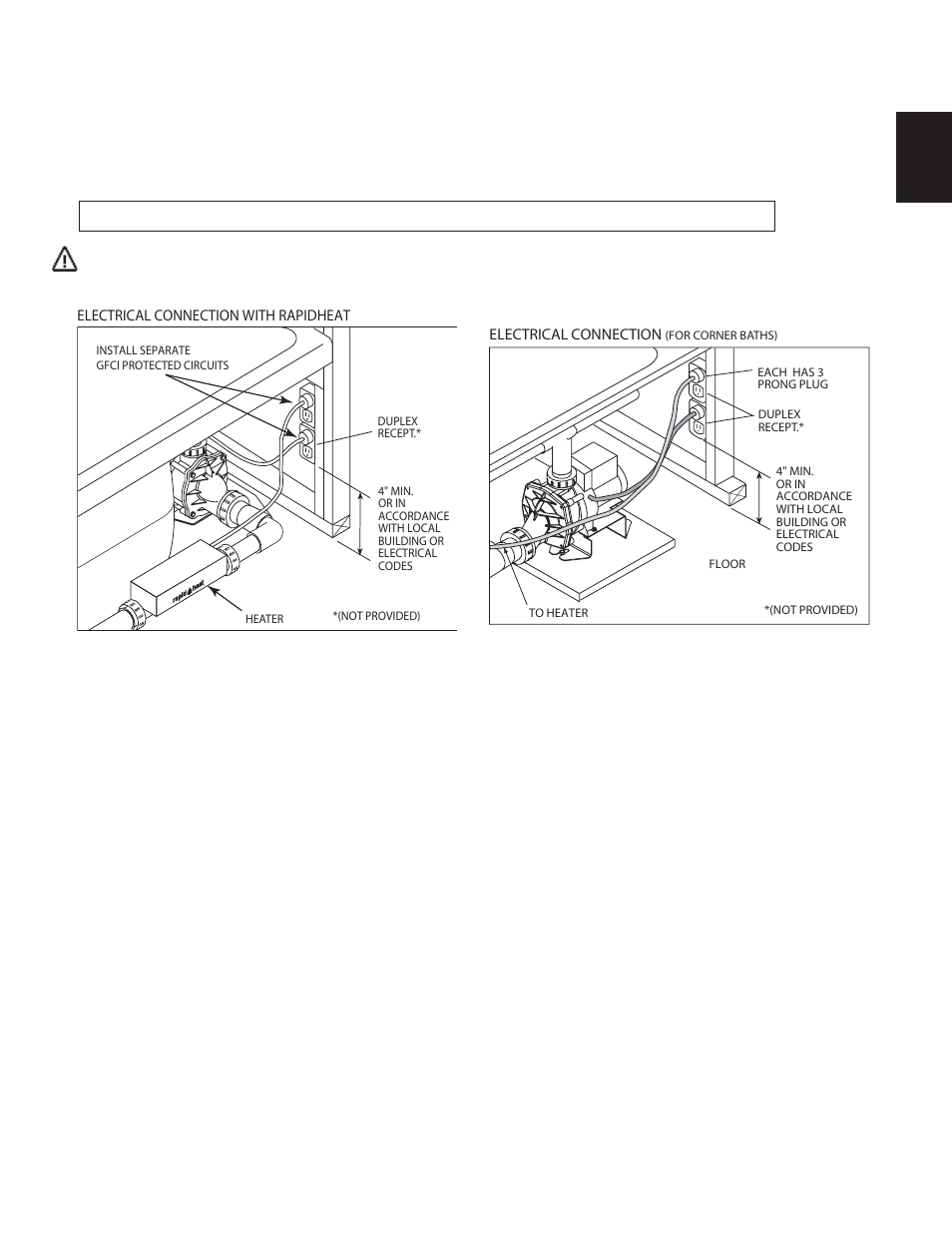 Electrical connections | Jacuzzi Comfort Plus Bath Series User Manual | Page 13 / 46