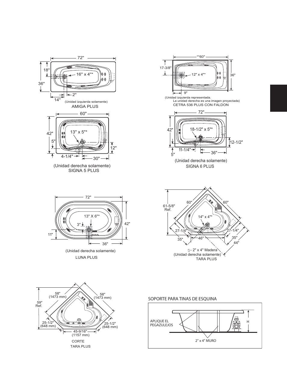 Tinas de esquina con faldón | Jacuzzi Comfort Plus Bath Series User Manual | Page 32 / 46