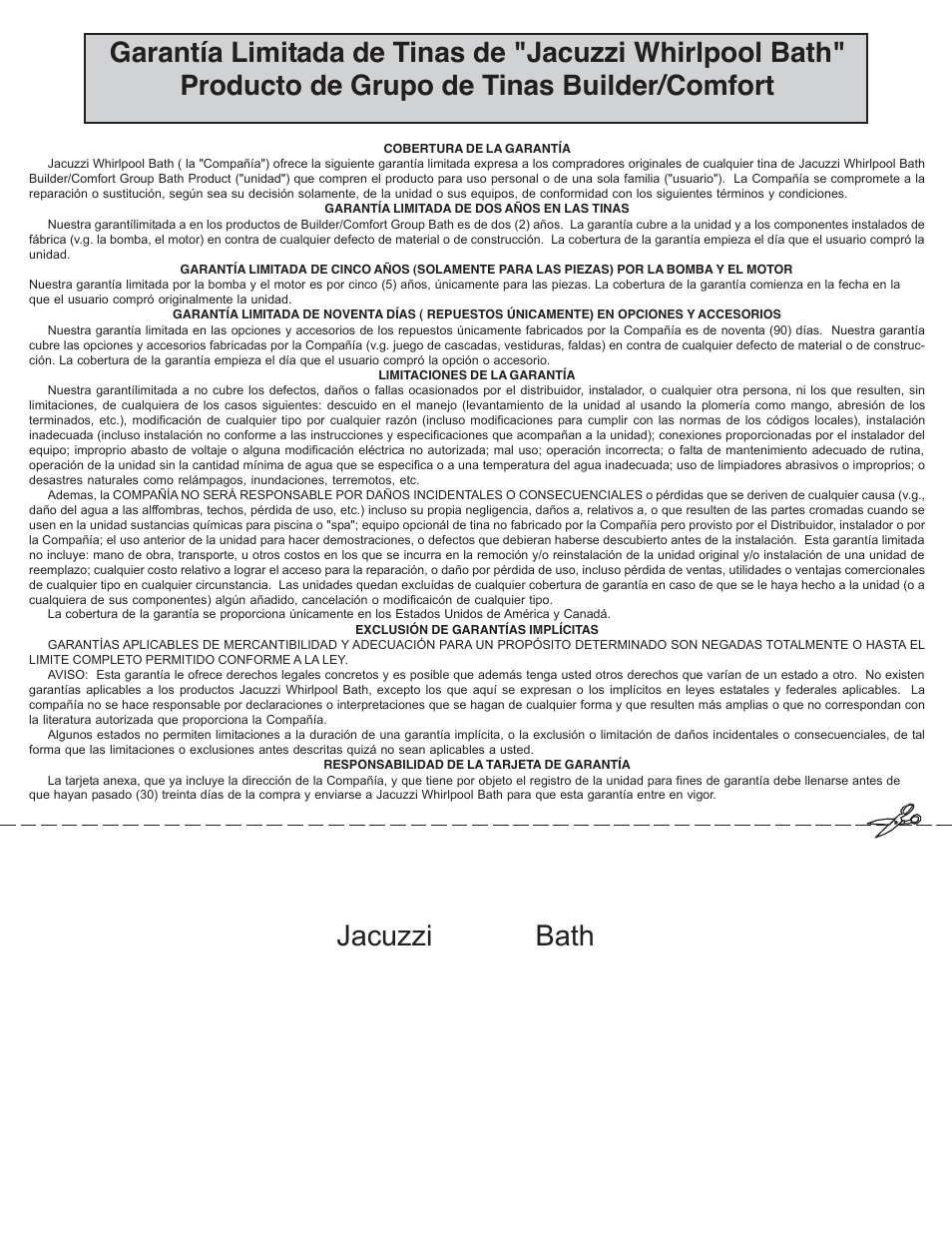 Jacuzzi luxury bath | Jacuzzi K272000AF 7/06 User Manual | Page 63 / 64