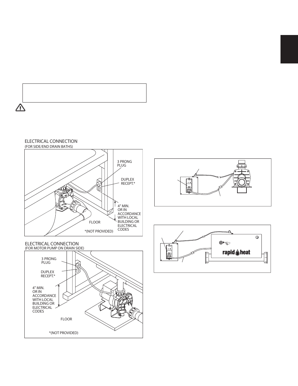 Installation, Electrical connection 6060 with heater, Electrical connections | Jacuzzi U961000G User Manual | Page 13 / 54