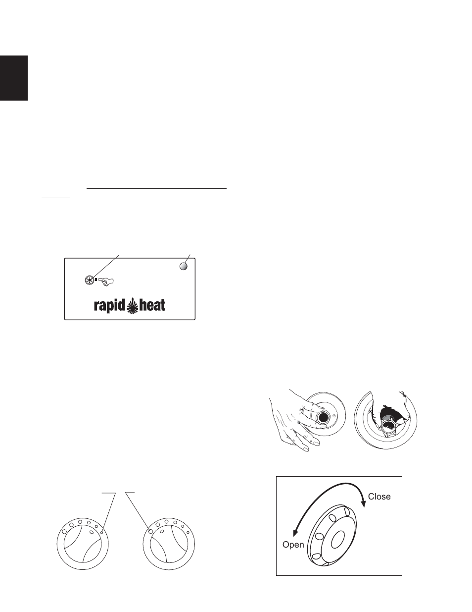 Rapidheat, Operation, Controlling whirlpool action | Back massage jet - flow adjustment open close | Jacuzzi U961000G User Manual | Page 16 / 54