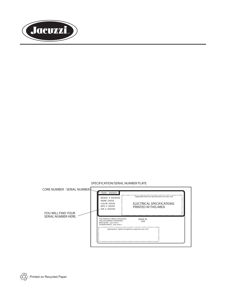 Addendum, Authorized service change, Authorized service | Jacuzzi U961000G User Manual | Page 20 / 54