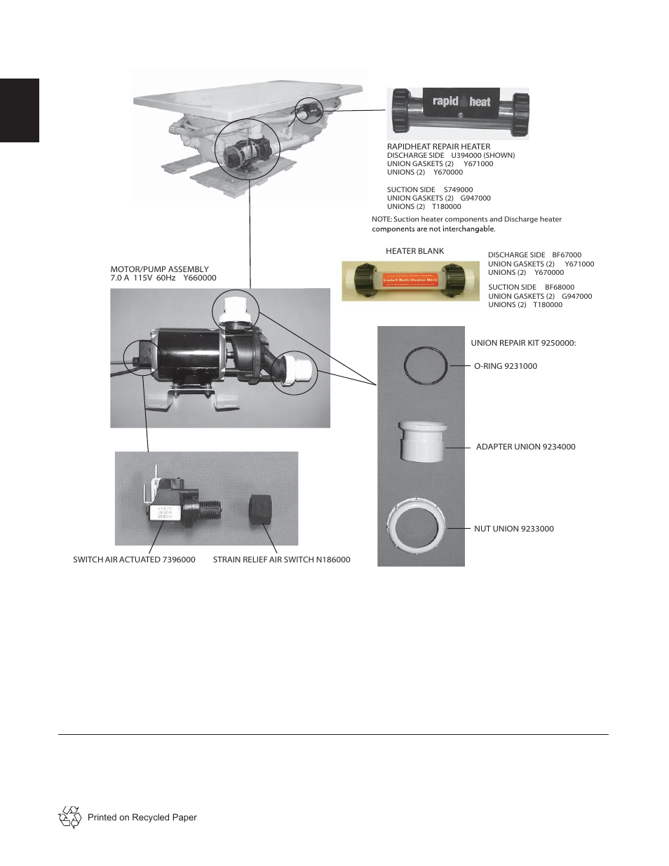 Repair parts, Jacuzzi whirlpool bath | Jacuzzi U961000G User Manual | Page 25 / 54