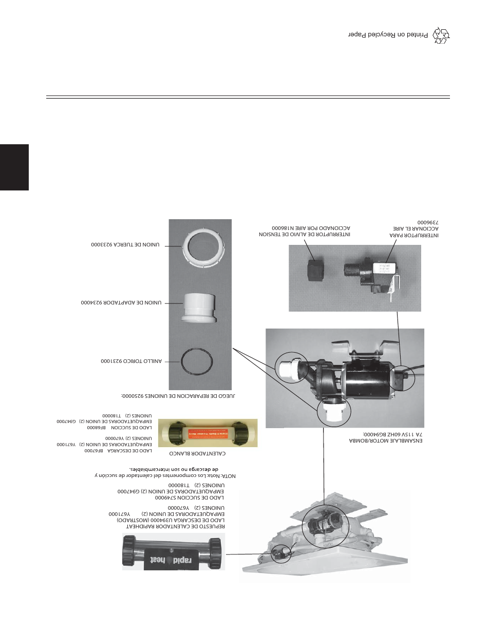 Piezas de repuesto, Jacuzzi whirlpool bath | Jacuzzi U961000G User Manual | Page 30 / 54