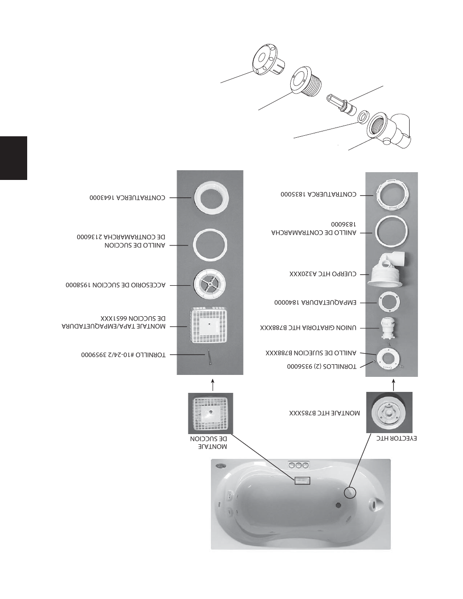 Piezas de repuesto, Apoye chorro de masaje assy | Jacuzzi U961000G User Manual | Page 32 / 54