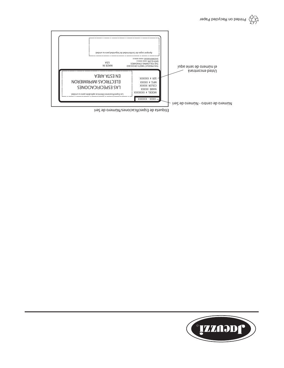 Addendum, Cambio aut orizado de servicio | Jacuzzi U961000G User Manual | Page 35 / 54