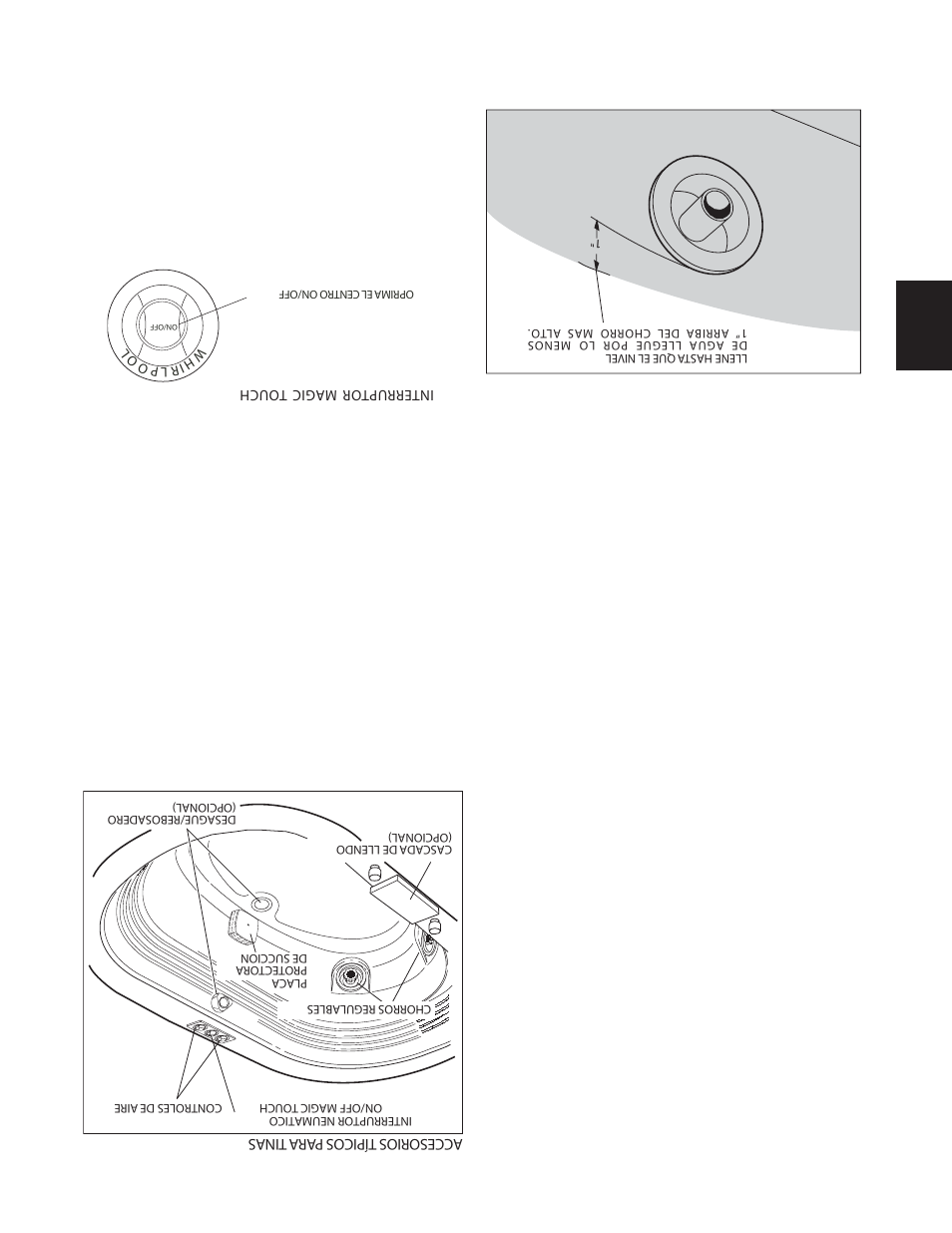 Funcionamiento, Interruptor del sistema de hidromasaje magic touch, Operación | Nivel del agua | Jacuzzi U961000G User Manual | Page 40 / 54