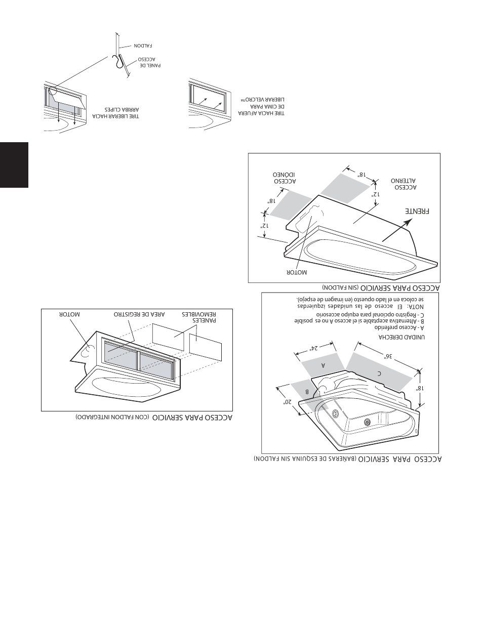 Inst alacion, Acceso de servicio, Acceso de servicio (bañera con faldón) | Acceso opcional de servicio de rapidheat, Entrepaño movible de falda | Jacuzzi U961000G User Manual | Page 43 / 54