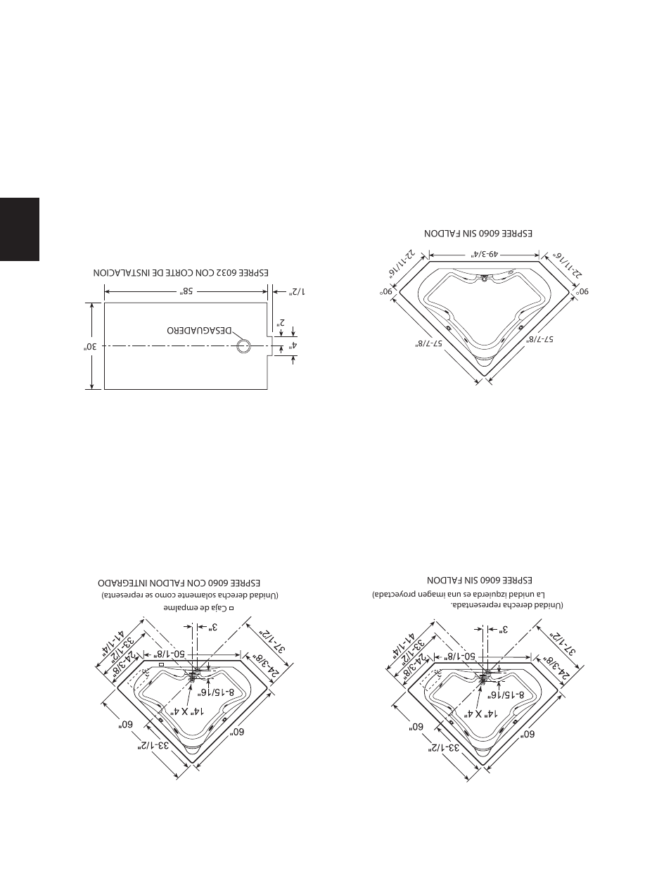 Diagramas en planta de instalaciones (esquina) | Jacuzzi U961000G User Manual | Page 45 / 54