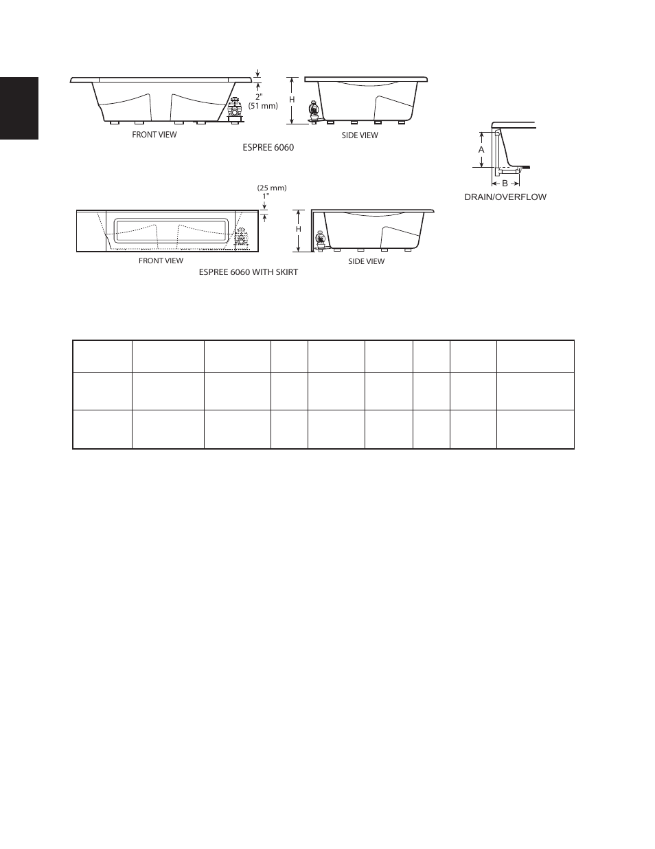 Specifications, Corner baths | Jacuzzi U961000G User Manual | Page 8 / 54