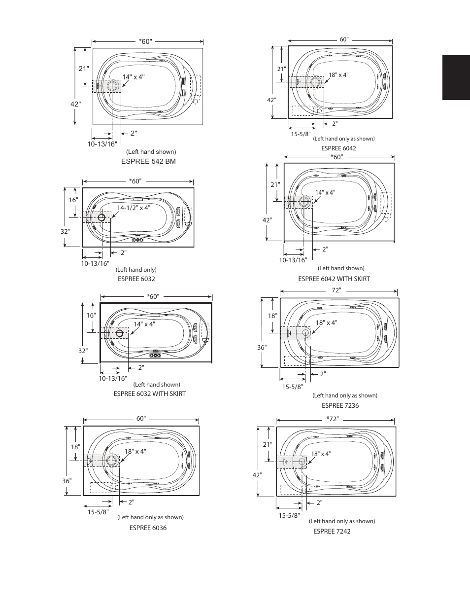 Rough-in | Jacuzzi U961000G User Manual | Page 9 / 54