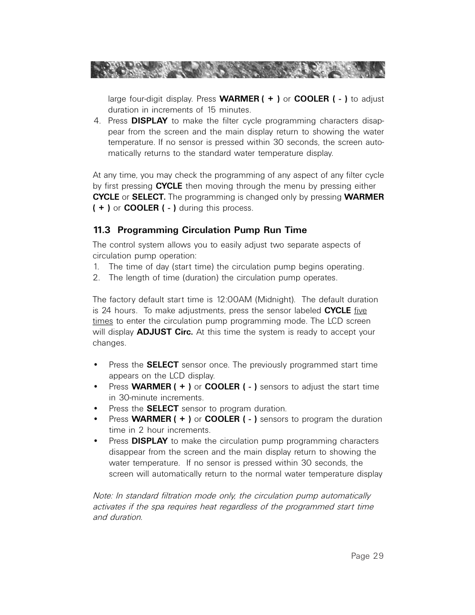 3 programming circulation pump run time | Jacuzzi LCD Series User Manual | Page 33 / 54