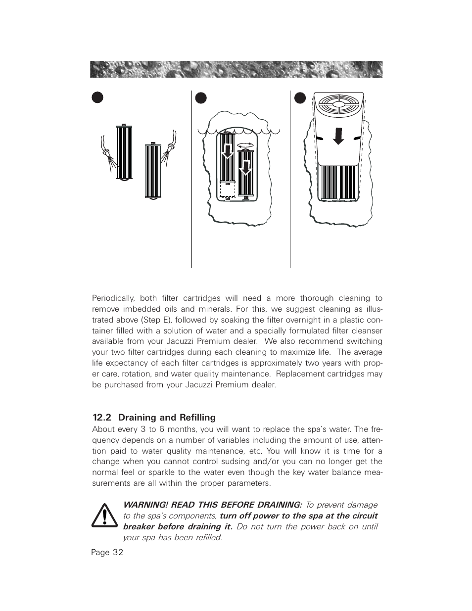 2 draining and refilling | Jacuzzi LCD Series User Manual | Page 36 / 54