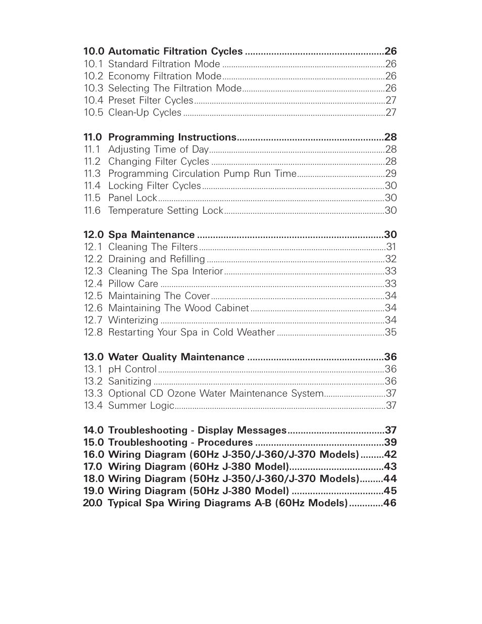 Table of contents (2) | Jacuzzi LCD Series User Manual | Page 4 / 54