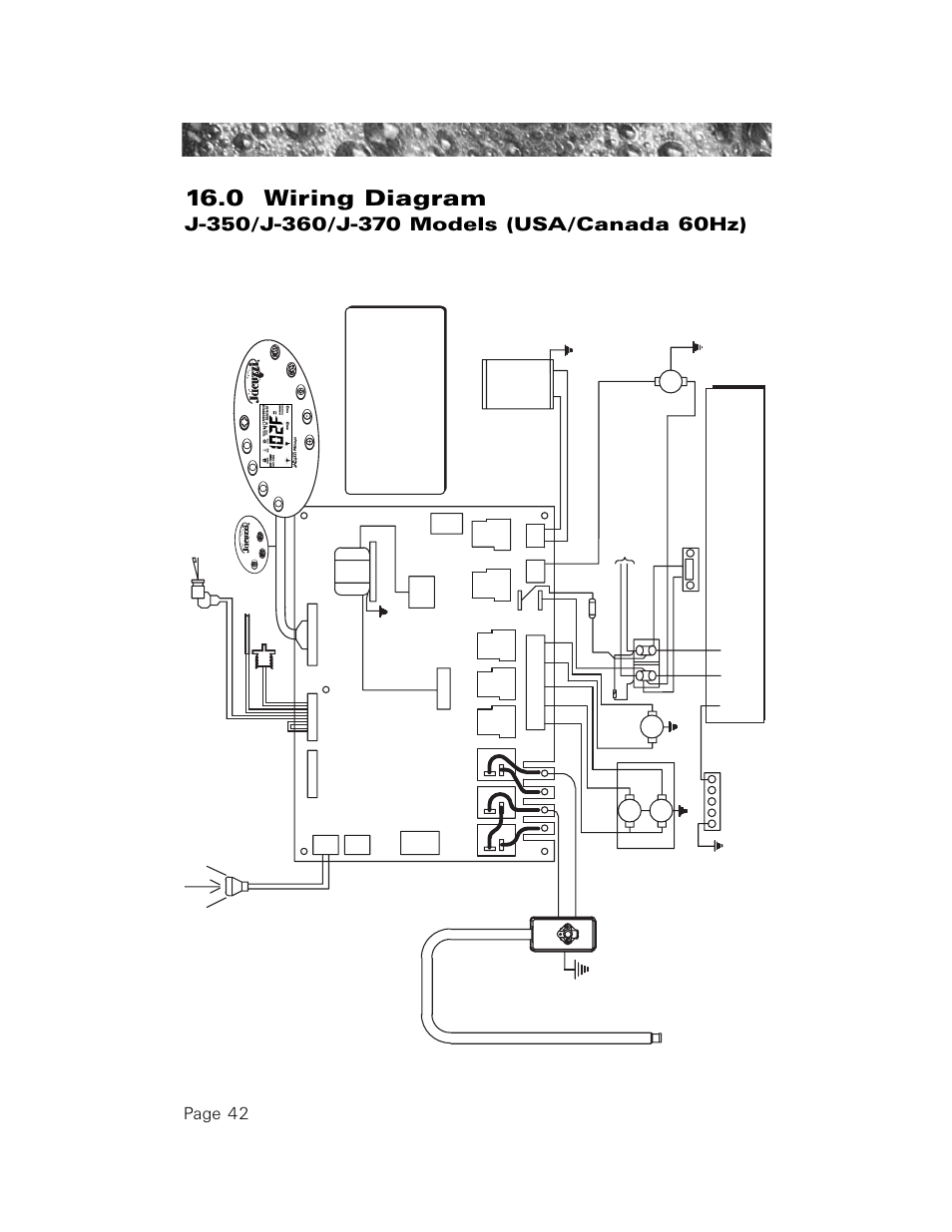 0 wiring diagram (60hz j-350/j-360/j-370 models), 0 wiring diagram, Page 42 | Jacuzzi LCD Series User Manual | Page 46 / 54