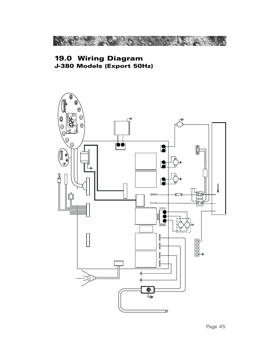 0 wiring diagram, j-380 models (export 50hz), 0 wiring diagram (50hz j-380 model), 0 wiring diagram | Page 45 | Jacuzzi LCD Series User Manual | Page 49 / 54