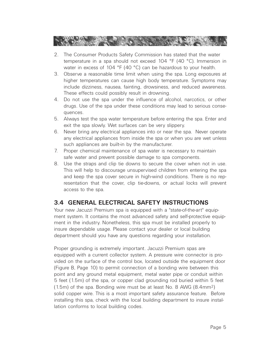 4 general electrical safety instructions, General electrical safety instructions | Jacuzzi LCD Series User Manual | Page 9 / 54