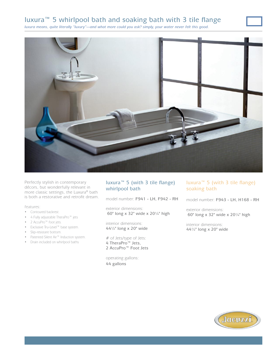 Jacuzzi Luxura F941 - LH User Manual | 2 pages