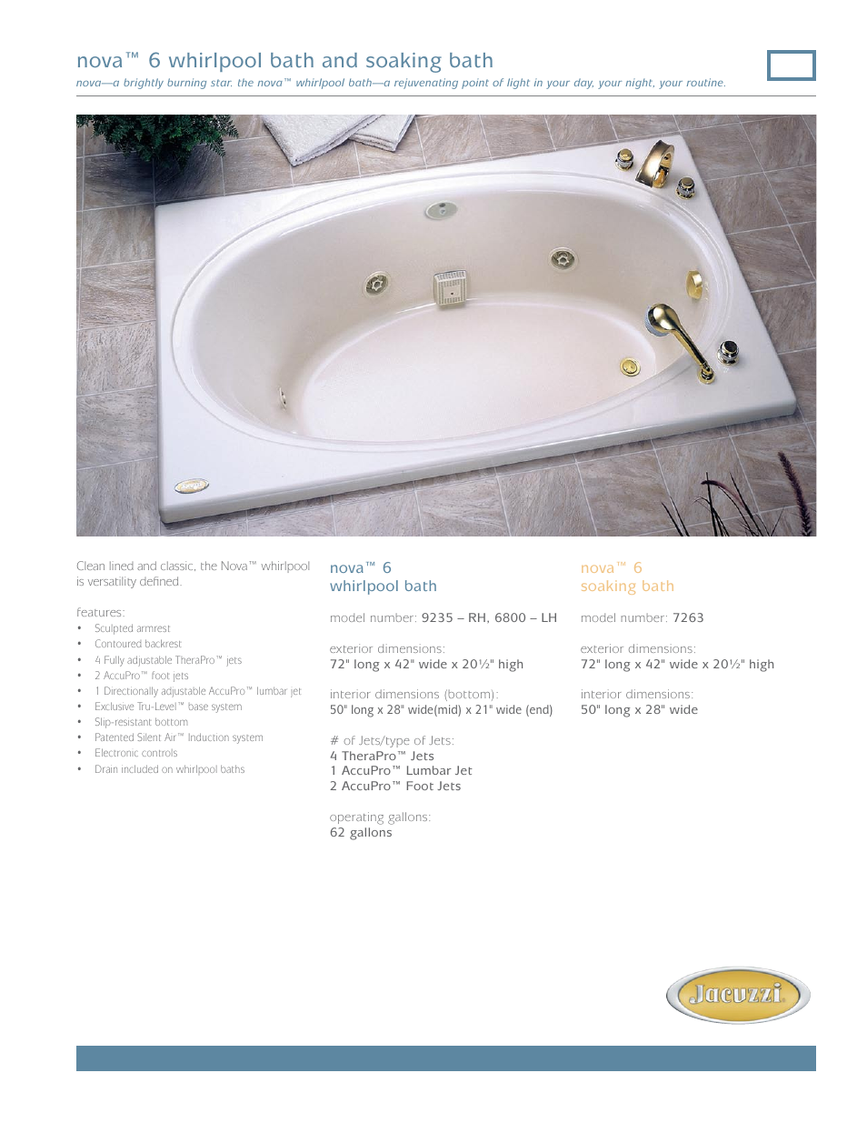Jacuzzi Nova 6800-LH User Manual | 2 pages