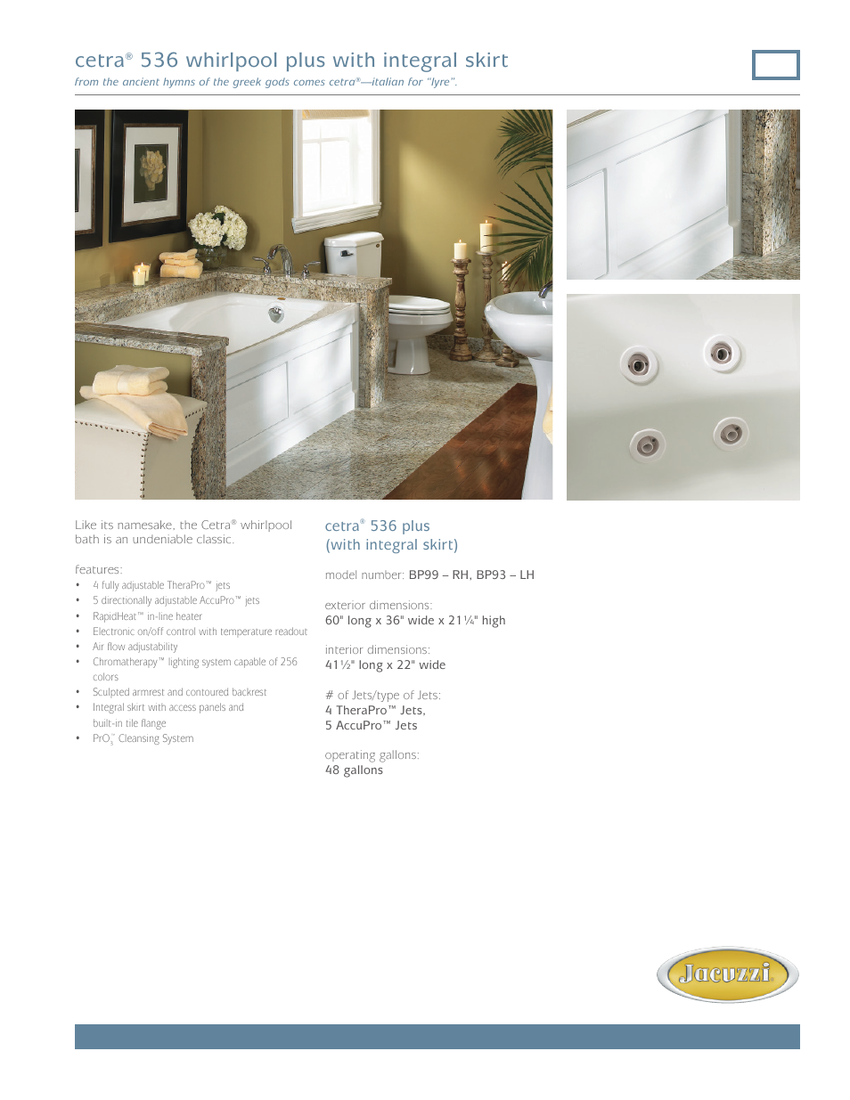 Jacuzzi Espree 536 User Manual | 2 pages