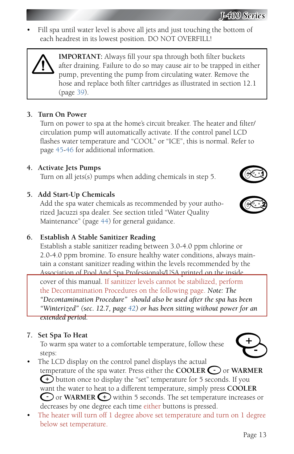 J-400 series | Jacuzzi J - 480 User Manual | Page 17 / 70