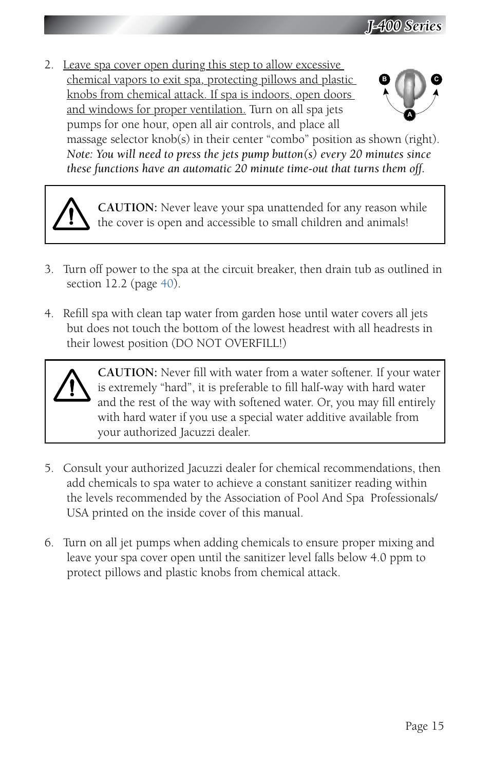 J-400 series | Jacuzzi J - 480 User Manual | Page 19 / 70