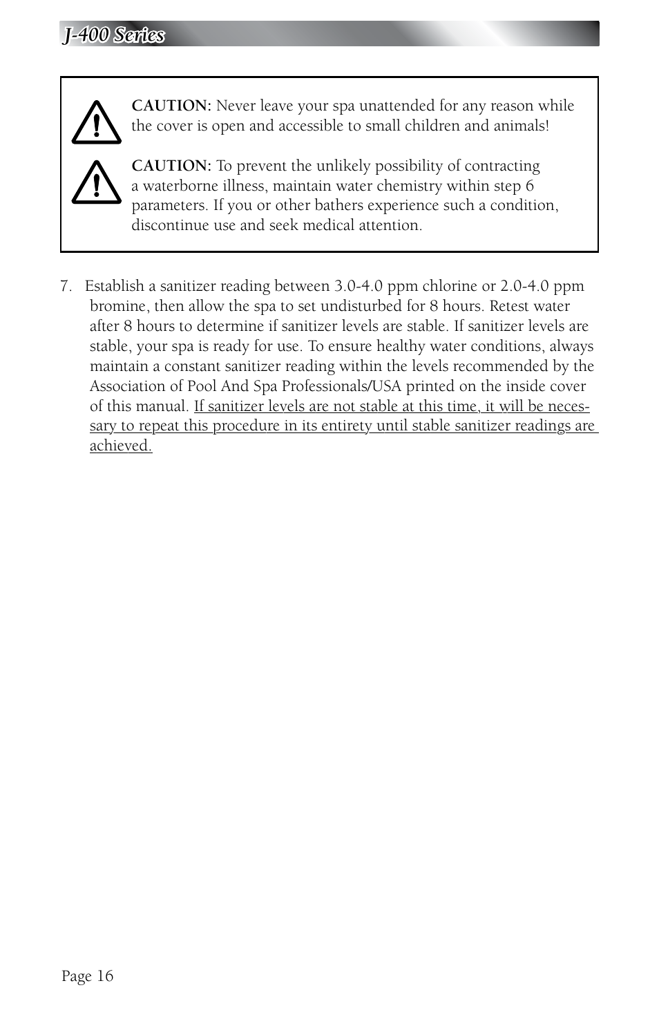 Jacuzzi J - 480 User Manual | Page 20 / 70
