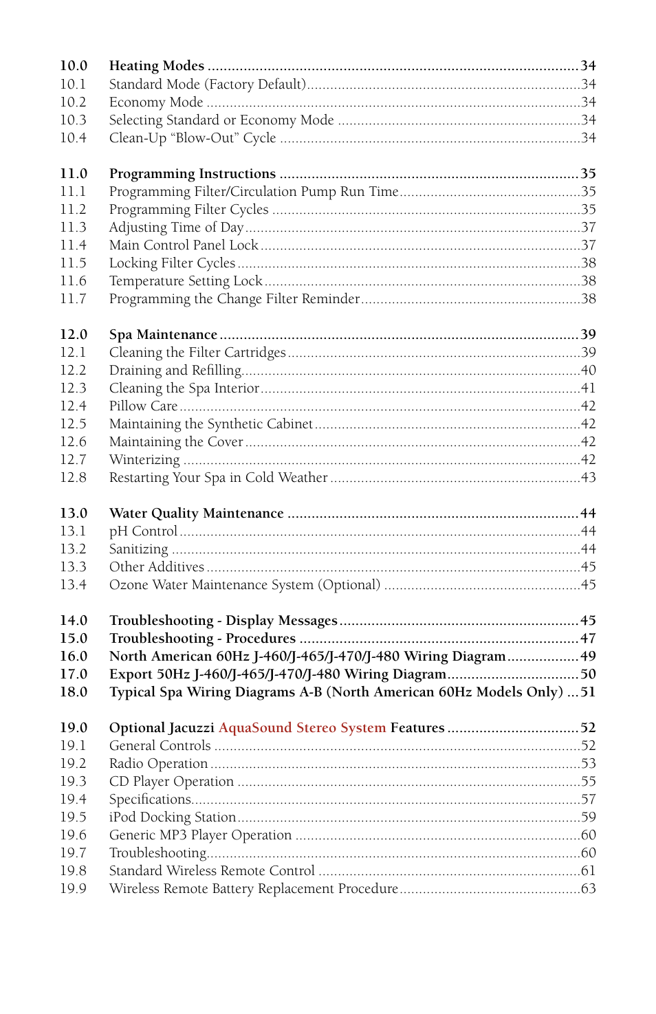 Jacuzzi J - 480 User Manual | Page 4 / 70