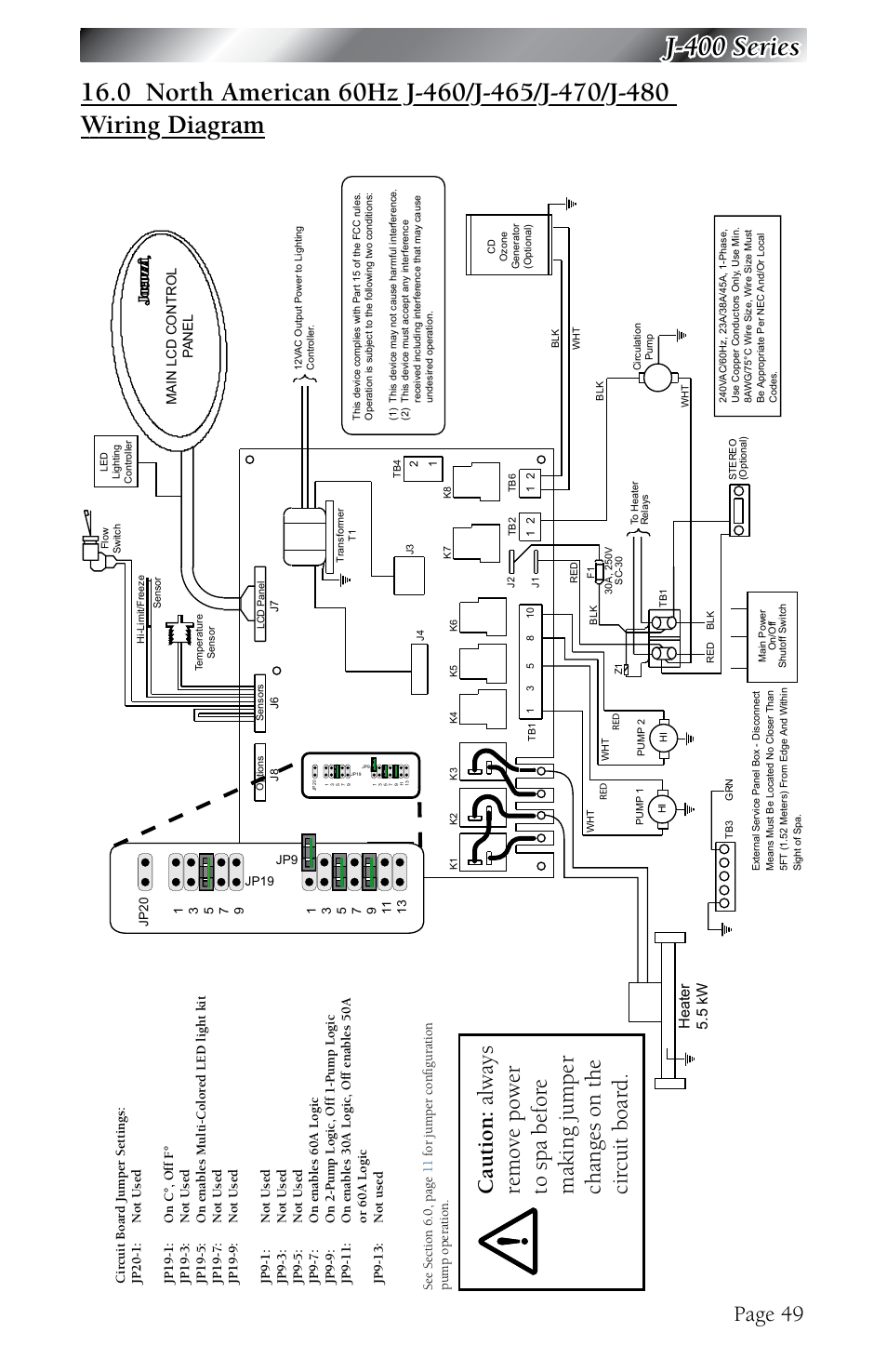 Page 49, Heater 5.5 kw | Jacuzzi J - 480 User Manual | Page 53 / 70