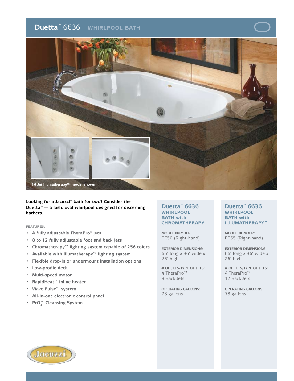 Jacuzzi Allusion 6636 User Manual | 2 pages