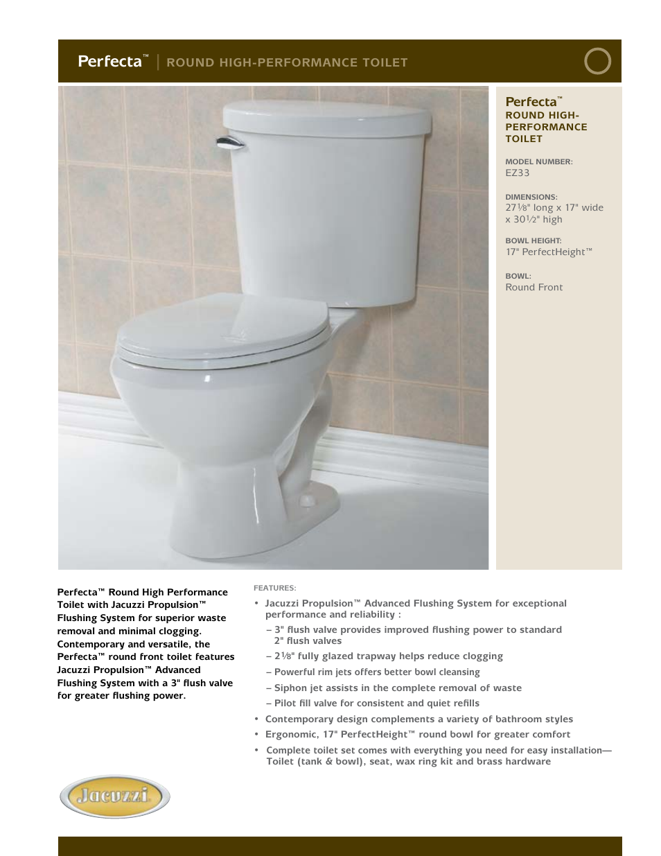 Jacuzzi eZ33 User Manual | 2 pages